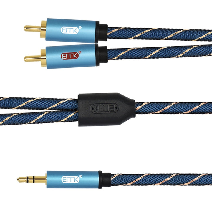 Lisslune | EMK 3.5mm male jack to 2 x RCA male gold-plated plug speaker audio cable, cable length: 5m (Dark Blue)