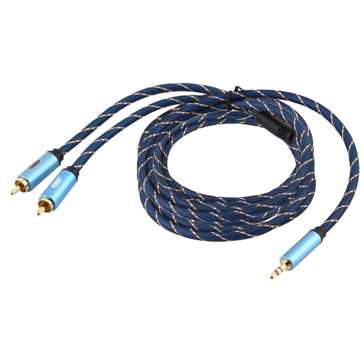Lisslune | EMK 3.5mm male jack to 2 x RCA male gold-plated plug speaker audio cable, cable length: 5m (Dark Blue)