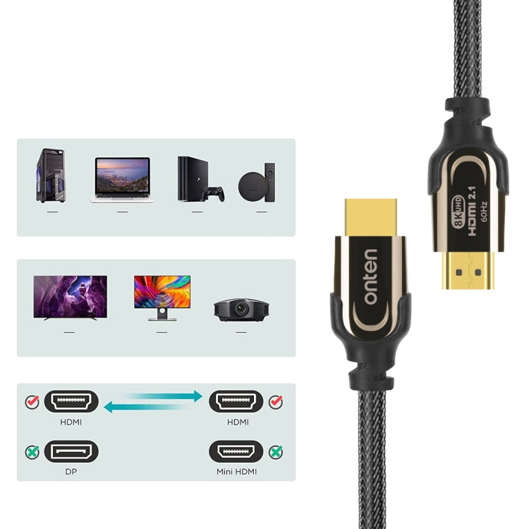 Lisslune | Onten HD180 HDMI 2.1 Version 8K HD Audio Cable, Length:3m(Black)