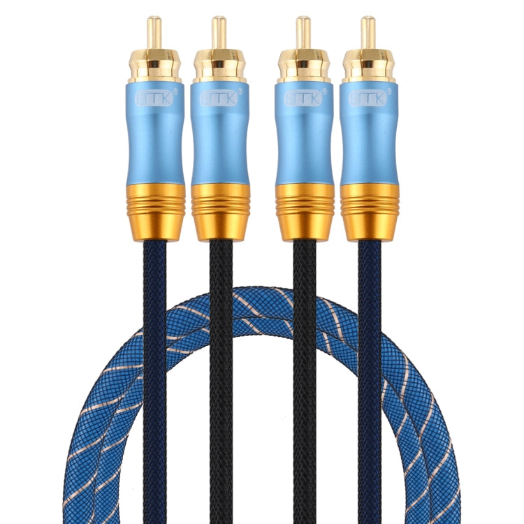 Lisslune | EMK 2 x RCA Male to 2 x RCA Male Gold-Plated Connection Nylon Woven Coaxial Audio Cable for TV / Amplifier / Home Theater / DVD, Cable Length: 1m (Dark Blue)