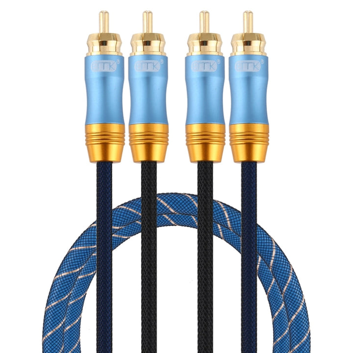 Lisslune | EMK 2 x RCA Male to 2 x RCA Male Gold-Plated Connection Nylon Woven Coaxial Audio Cable for TV / Amplifier / Home Theater / DVD, Cable Length: 1m (Dark Blue)