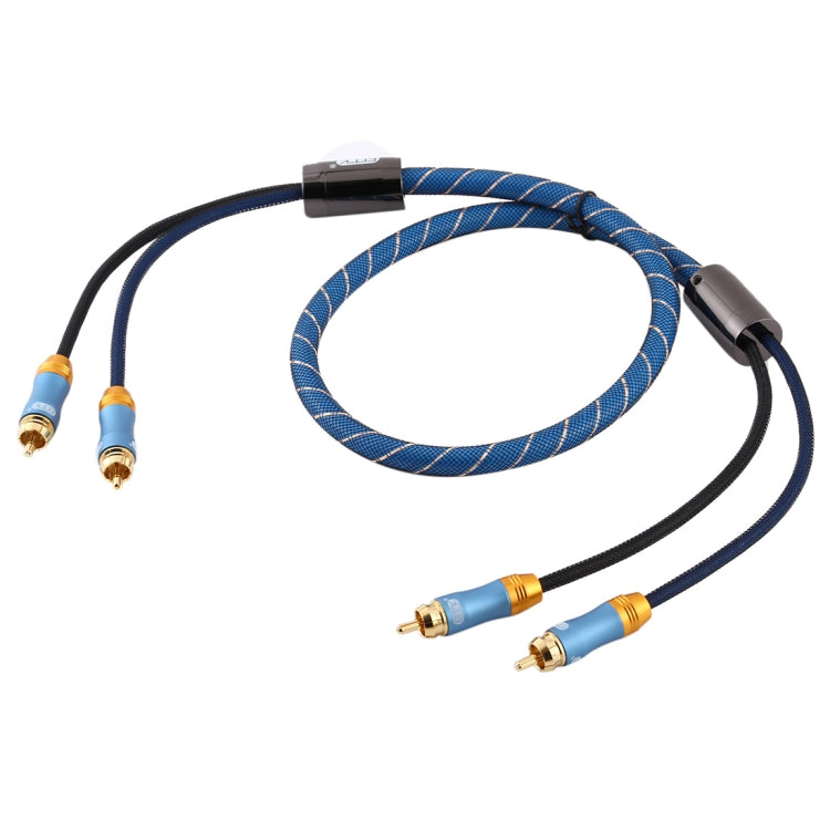 Lisslune | EMK 2 x RCA Male to 2 x RCA Male Gold-Plated Connection Nylon Woven Coaxial Audio Cable for TV / Amplifier / Home Theater / DVD, Cable Length: 1m (Dark Blue)