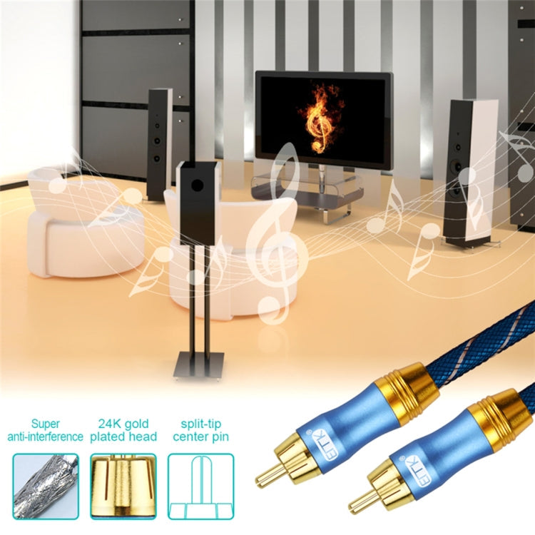 Lisslune | EMK 2 x RCA Male to 2 x RCA Male Gold-Plated Connection Nylon Woven Coaxial Audio Cable for TV / Amplifier / Home Theater / DVD, Cable Length: 1m (Dark Blue)