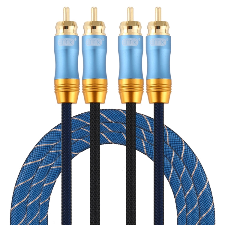 Lisslune | EMK 2 x RCA plug to 2 x RCA plug gold-plated connection nylon braided coaxial audio cable for TV / amplifier / home theater / DVD, cable length: 1.5m (dark blue)