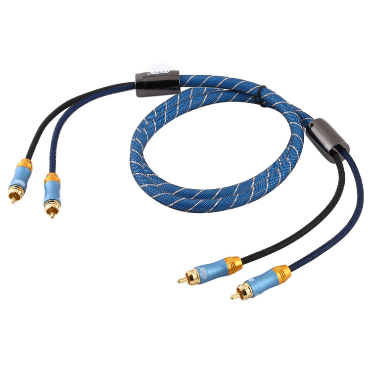 Lisslune | EMK 2 x RCA plug to 2 x RCA plug gold-plated connection nylon braided coaxial audio cable for TV / amplifier / home theater / DVD, cable length: 1.5m (dark blue)
