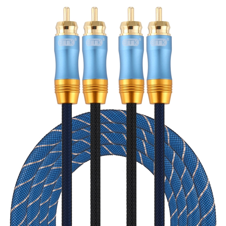 Lisslune | EMK 2 x RCA plug to 2 x RCA plug gold-plated connection nylon braided coaxial audio cable for TV / amplifier / home theater / DVD, cable length: 2m (dark blue)