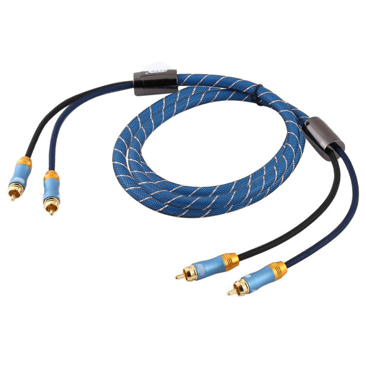 Lisslune | EMK 2 x RCA plug to 2 x RCA plug gold-plated connection nylon braided coaxial audio cable for TV / amplifier / home theater / DVD, cable length: 2m (dark blue)