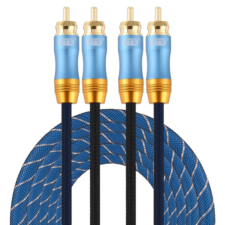 Lisslune | EMK 2 x RCA plug to 2 x RCA plug gold-plated connection nylon woven coaxial audio cable for TV / amplifier / home theater / DVD, cable length: 3m (dark blue)