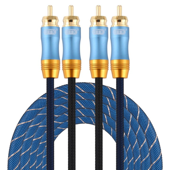 Lisslune | EMK 2 x RCA plug to 2 x RCA plug gold-plated connection nylon woven coaxial audio cable for TV / amplifier / home theater / DVD, cable length: 3m (dark blue)