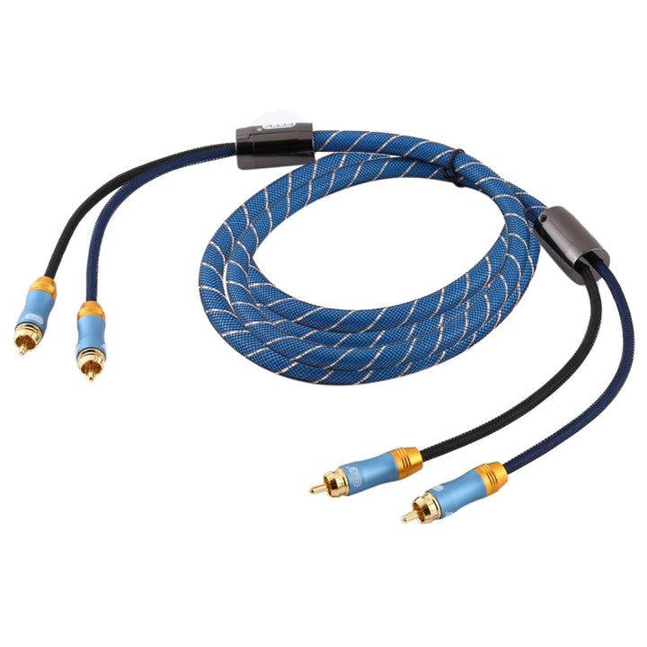 Lisslune | EMK 2 x RCA plug to 2 x RCA plug gold-plated connection nylon woven coaxial audio cable for TV / amplifier / home theater / DVD, cable length: 3m (dark blue)