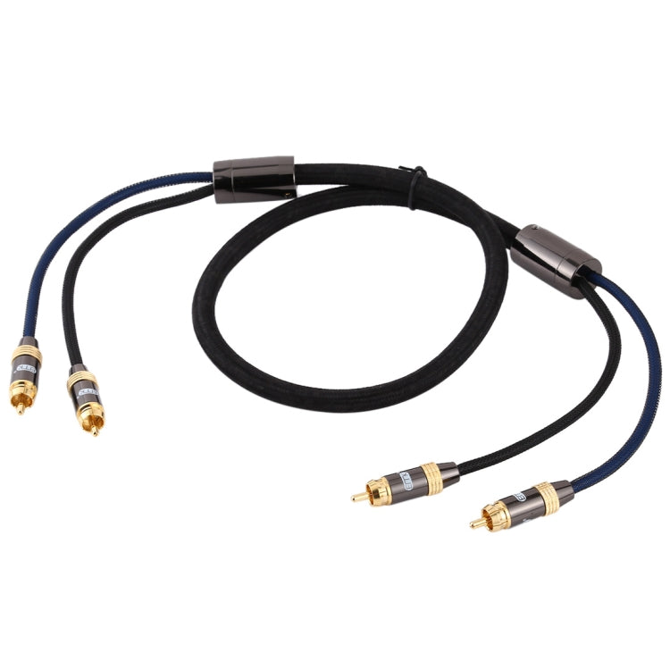 Lisslune | EMK 2 x RCA Plug to 2 x RCA Plug Gold Plated Connector Nylon Braided Coaxial Audio Cable for TV / Amplifier / Home Theater / DVD, Cable Length: 1m (Black)