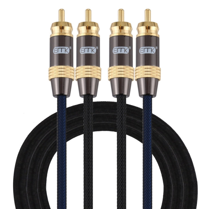 Lisslune | EMK 2 x RCA plug to 2 x RCA plug gold-plated connector Nylon braided coaxial audio cable for TV / amplifier / home theater / DVD, cable length: 1.5m (black)