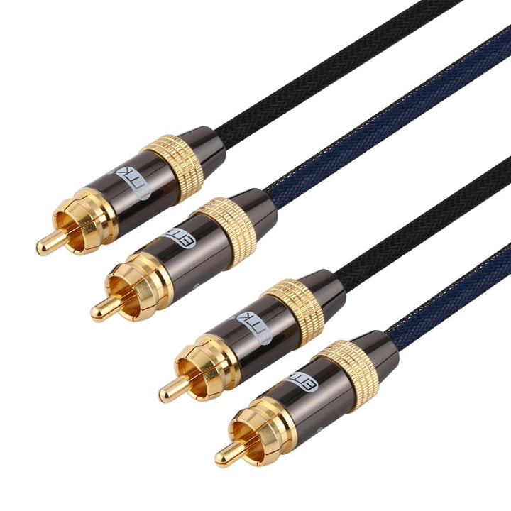 Lisslune | EMK 2 x RCA plug to 2 x RCA plug gold-plated connector Nylon braided coaxial audio cable for TV / amplifier / home theater / DVD, cable length: 1.5m (black)