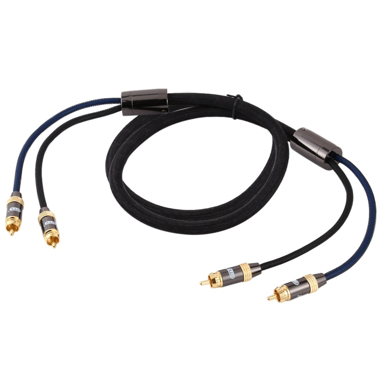 Lisslune | EMK 2 x RCA plug to 2 x RCA plug gold-plated connector Nylon braided coaxial audio cable for TV / amplifier / home theater / DVD, cable length: 1.5m (black)