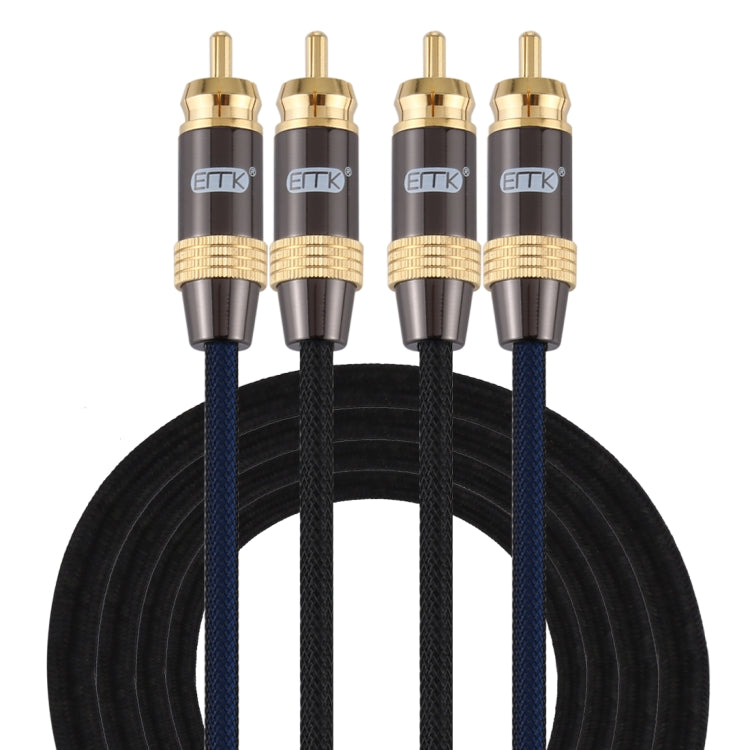 Lisslune | EMK 2 x RCA plug to 2 x RCA plug gold-plated connection nylon braided coaxial audio cable for TV / amplifier / home cinema / DVD, cable length: 2m (black)