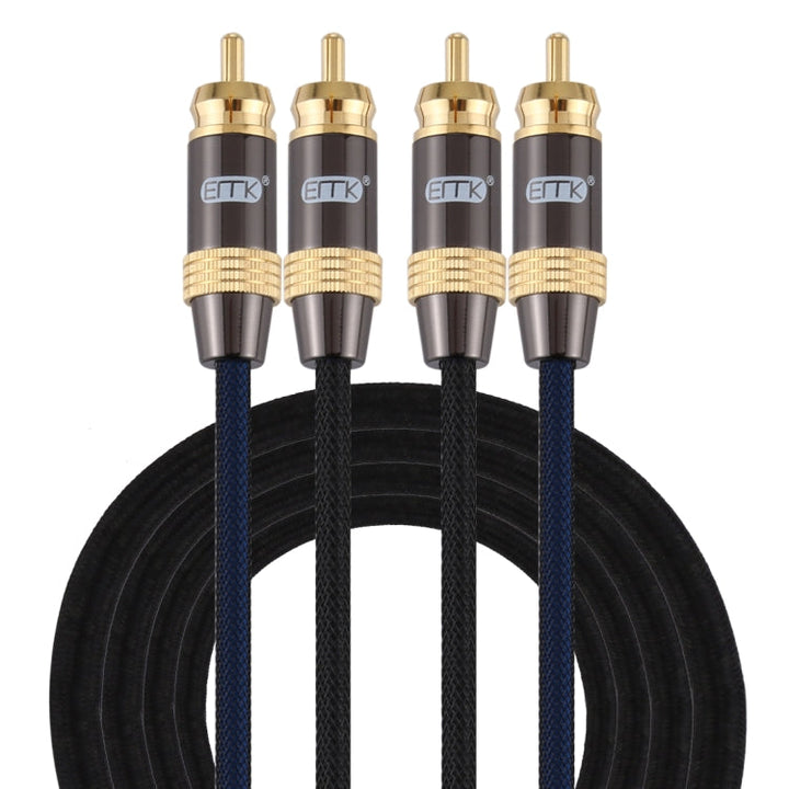 Lisslune | EMK 2 x RCA plug to 2 x RCA plug gold-plated connection nylon braided coaxial audio cable for TV / amplifier / home cinema / DVD, cable length: 2m (black)