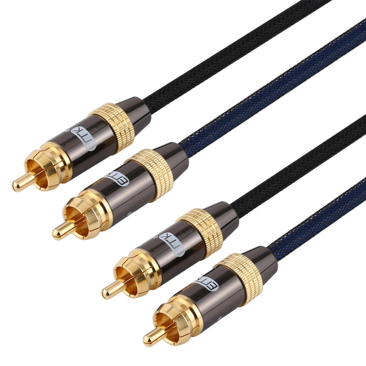 Lisslune | EMK 2 x RCA plug to 2 x RCA plug gold-plated connection nylon braided coaxial audio cable for TV / amplifier / home cinema / DVD, cable length: 2m (black)