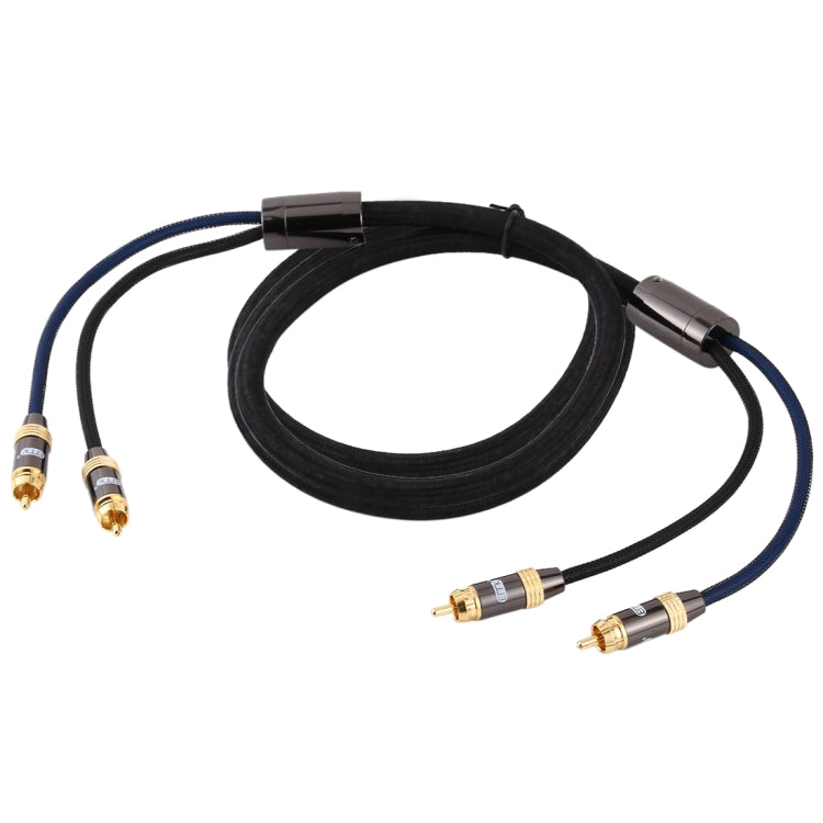 Lisslune | EMK 2 x RCA plug to 2 x RCA plug gold-plated connection nylon braided coaxial audio cable for TV / amplifier / home cinema / DVD, cable length: 2m (black)
