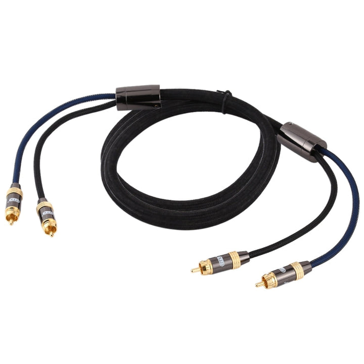 Lisslune | EMK 2 x RCA plug to 2 x RCA plug gold-plated connection nylon braided coaxial audio cable for TV / amplifier / home cinema / DVD, cable length: 2m (black)