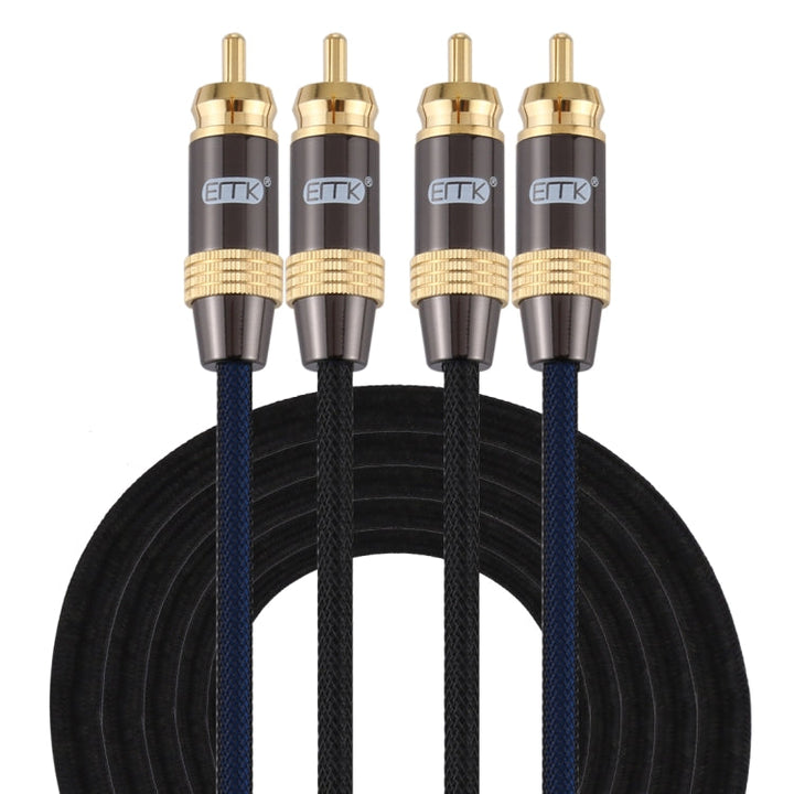 Lisslune | EMK 2 x RCA Male to 2 x RCA Male Gold-Plated Connector Nylon-Fabric Coaxial Audio Cable for TV / Amplifier / Home Cinema / DVD, Cable Length: 3m (Black)