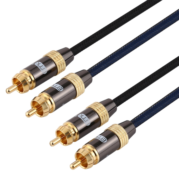 Lisslune | EMK 2 x RCA Male to 2 x RCA Male Gold-Plated Connector Nylon-Fabric Coaxial Audio Cable for TV / Amplifier / Home Cinema / DVD, Cable Length: 3m (Black)