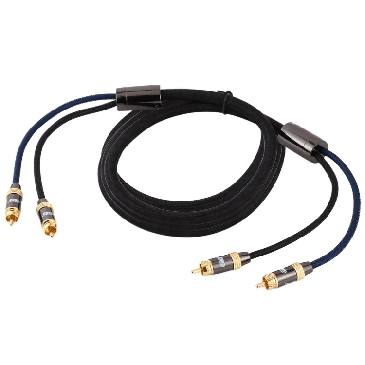 Lisslune | EMK 2 x RCA Male to 2 x RCA Male Gold-Plated Connector Nylon-Fabric Coaxial Audio Cable for TV / Amplifier / Home Cinema / DVD, Cable Length: 3m (Black)