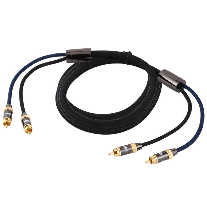Lisslune | EMK 2 x RCA Male to 2 x RCA Male Gold-Plated Connector Nylon-Fabric Coaxial Audio Cable for TV / Amplifier / Home Cinema / DVD, Cable Length: 3m (Black)