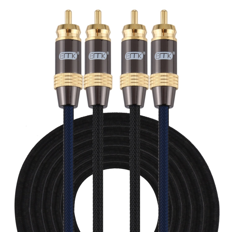 Lisslune | EMK 2 x RCA plug to 2 x RCA plug gold-plated connector nylon braided coaxial audio cable for television / amplifier / home theater / DVD, cable length: 5m (black)