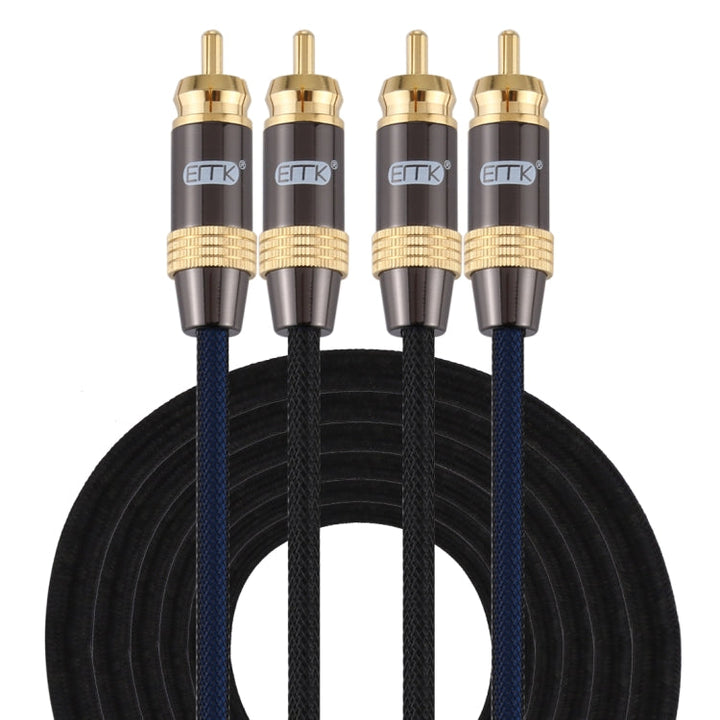 Lisslune | EMK 2 x RCA plug to 2 x RCA plug gold-plated connector nylon braided coaxial audio cable for television / amplifier / home theater / DVD, cable length: 5m (black)