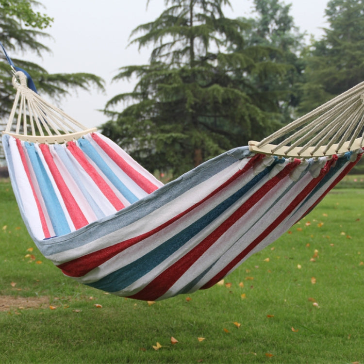 Lisslune | Outdoor Double Thick Canvas Hammock Indoor Swing with Removable Curved Bar, Size: 200x100cm (Red White Stripes)