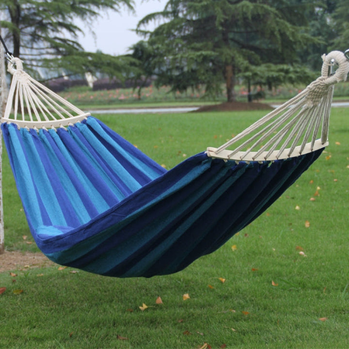 Lisslune | Outdoor Double Thick Canvas Hammock Indoor Swing with Removable Curved Bar, Size: 200x100cm (Dark Blue)