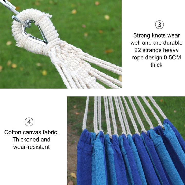 Lisslune | Outdoor Double Thick Canvas Hammock Indoor Swing with Removable Curved Bar, Size: 200x100cm (Dark Blue)