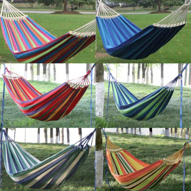 Lisslune | Outdoor Double Thick Canvas Hammock Indoor Swing with Removable Curved Bar, Size: 200x100cm (Dark Blue)