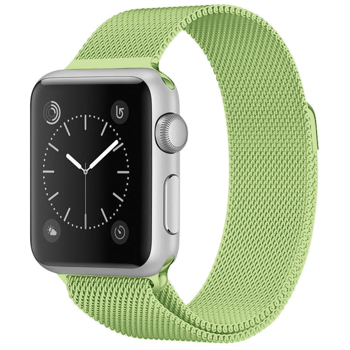 Lisslune | For Apple Watch Series 9&8&7 41mm / SE 3&SE 2&6&SE&5&4 40mm / 3&2&1 38mm Milanese Loop Magnetic Stainless Steel Watch Band (Mint Green)