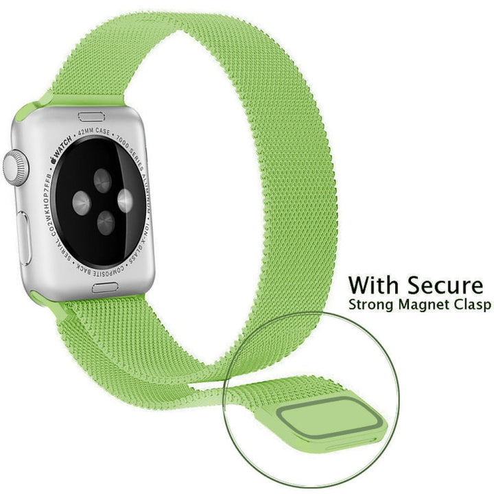 Lisslune | For Apple Watch Series 9&8&7 41mm / SE 3&SE 2&6&SE&5&4 40mm / 3&2&1 38mm Milanese Loop Magnetic Stainless Steel Watch Band (Mint Green)