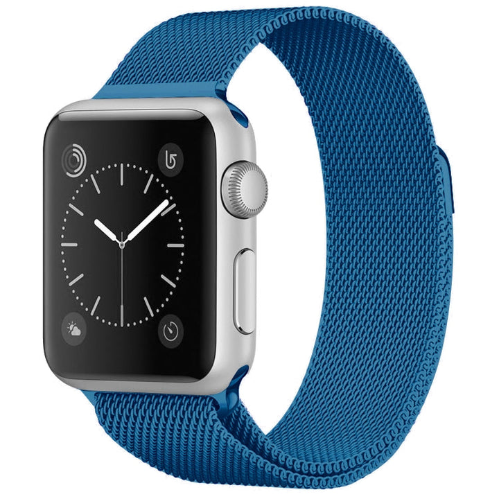 Lisslune | For Apple Watch Series 9&8&7 41mm / 6 & SE & 5 & 4 40mm / 3 & 2 & 1 38mm Milanese Loop Magnetic Stainless Steel Watch Band (Porcelain Blue)
