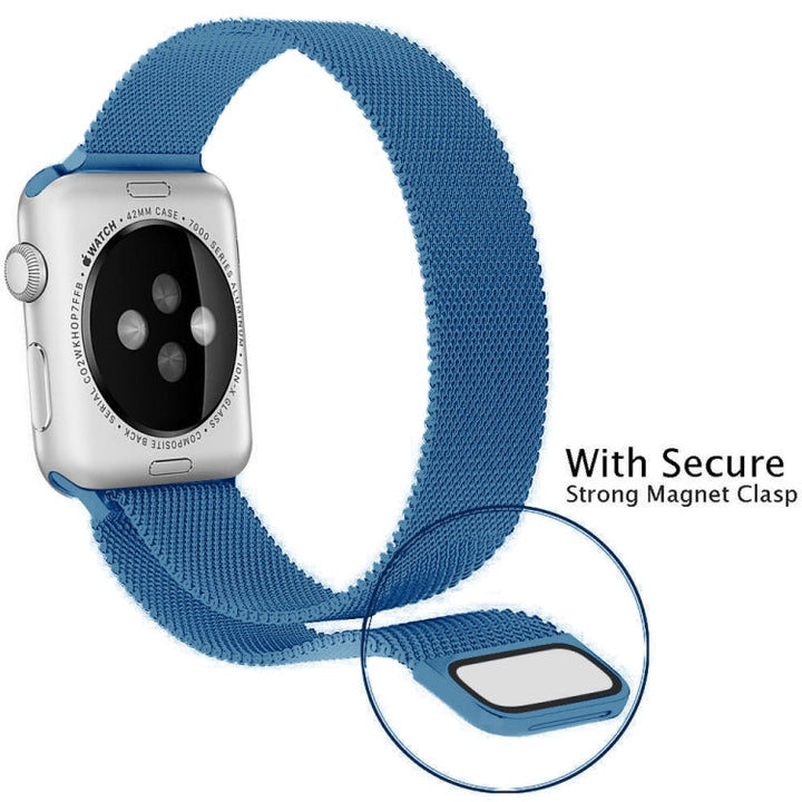 Lisslune | For Apple Watch Series 9&8&7 41mm / 6 & SE & 5 & 4 40mm / 3 & 2 & 1 38mm Milanese Loop Magnetic Stainless Steel Watch Band (Porcelain Blue)