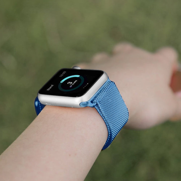Lisslune | For Apple Watch Series 9&8&7 41mm / 6 & SE & 5 & 4 40mm / 3 & 2 & 1 38mm Milanese Loop Magnetic Stainless Steel Watch Band (Porcelain Blue)
