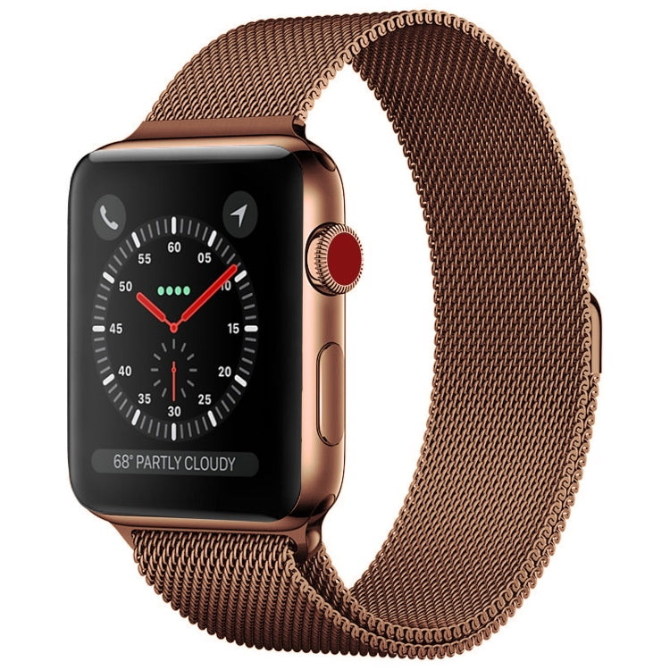 Lisslune | For Apple Watch Series 9&8&7 41mm / 6 & SE & 5 & 4 40mm / 3 & 2 & 1 38mm Milanese Loop Magnetic Stainless Steel Watch Strap (Bronze Gold)