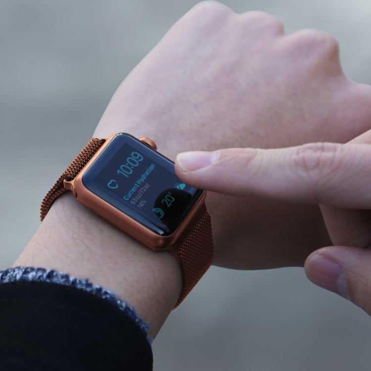 Lisslune | For Apple Watch Series 9&8&7 41mm / 6 & SE & 5 & 4 40mm / 3 & 2 & 1 38mm Milanese Loop Magnetic Stainless Steel Watch Strap (Bronze Gold)