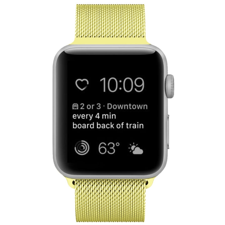 Lisslune | For Apple Watch Series 9&8&7 41mm / 6 & SE & 5 & 4 40mm / 3 & 2 & 1 38mm Milanese Loop Magnetic Stainless Steel Watch Band (Yellow)