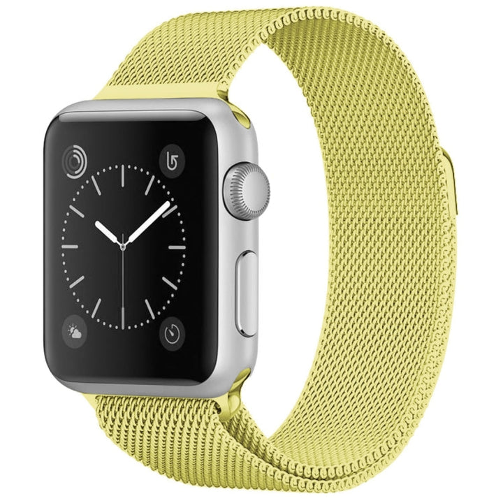 Lisslune | For Apple Watch Series 9&8&7 41mm / 6 & SE & 5 & 4 40mm / 3 & 2 & 1 38mm Milanese Loop Magnetic Stainless Steel Watch Band (Yellow)