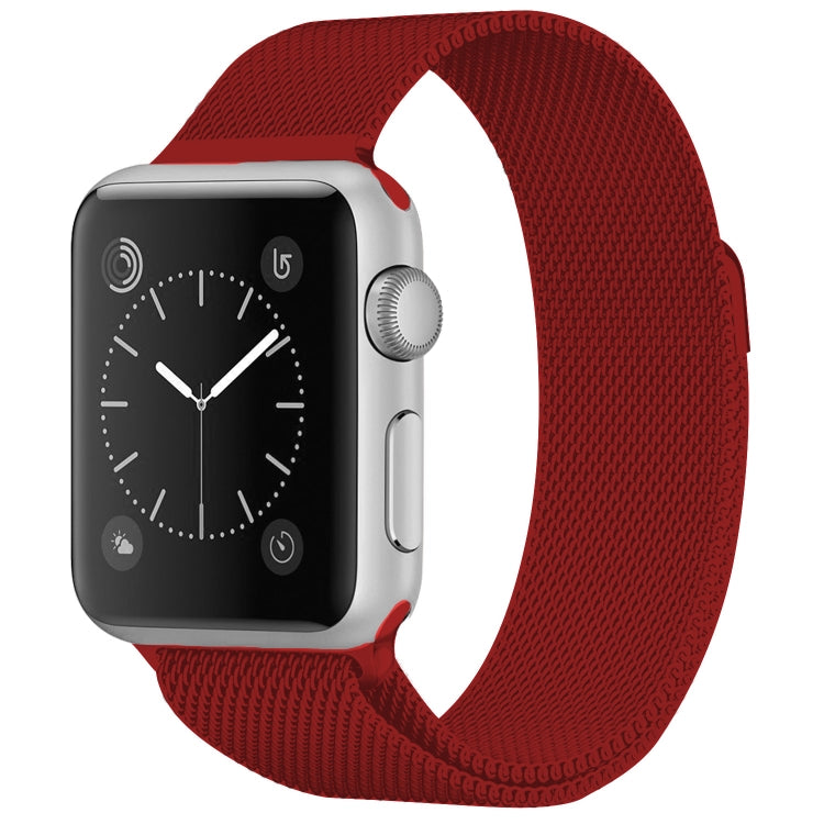 Lisslune | For Apple Watch Series 9&8&7 41mm / SE 3&SE 2&6&SE&5&4 40mm / 3&2&1 38mm Milanese Loop Magnetic Stainless Steel Watch Band (Red)