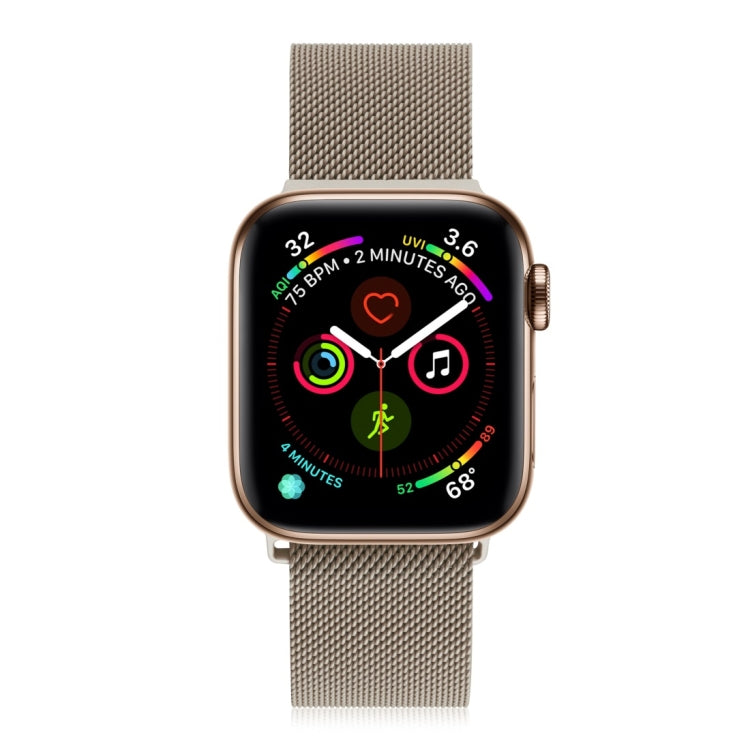 Lisslune | For Apple Watch Series 9&8&7 41mm / 6 & SE & 5 & 4 40mm / 3 & 2 & 1 38mm Milanese Loop Magnetic Stainless Steel Watch Strap (Vintage Gold)