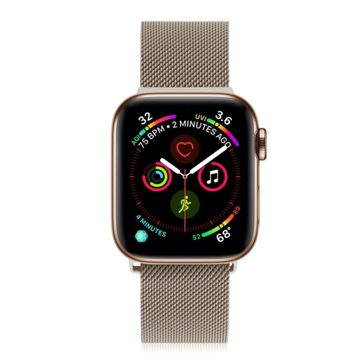 Lisslune | For Apple Watch Series 9&8&7 41mm / 6 & SE & 5 & 4 40mm / 3 & 2 & 1 38mm Milanese Loop Magnetic Stainless Steel Watch Strap (Vintage Gold)