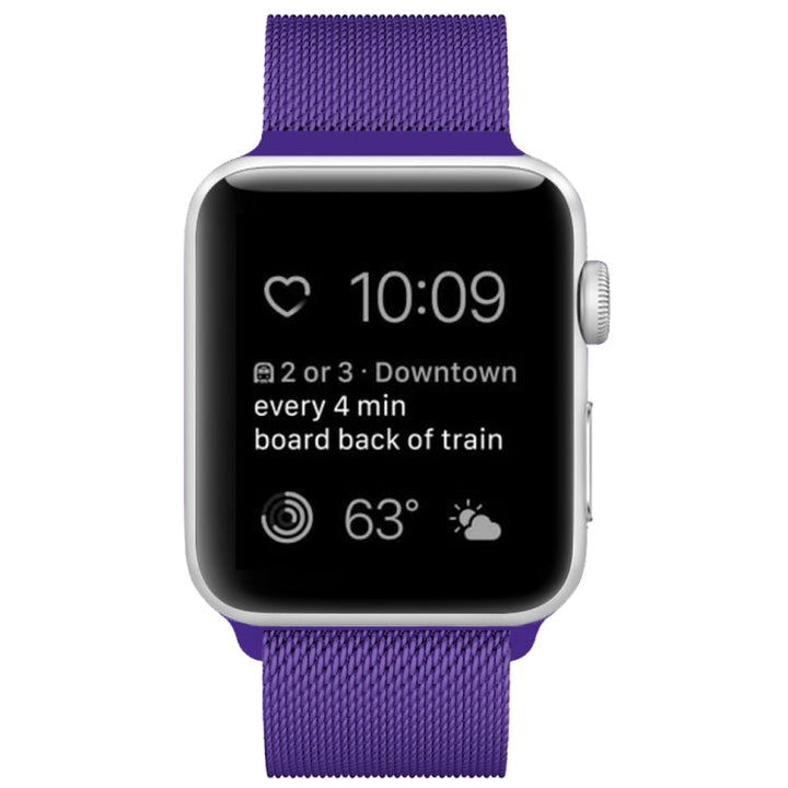 Lisslune | For Apple Watch Series 9&8&7 41mm / 6 & SE & 5 & 4 40mm / 3 & 2 & 1 38mm Milanese Loop Magnetic Stainless Steel Watch Band (Light Purple)