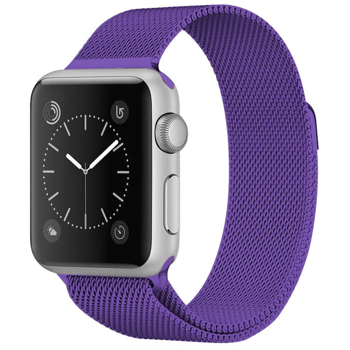Lisslune | For Apple Watch Series 9&8&7 41mm / 6 & SE & 5 & 4 40mm / 3 & 2 & 1 38mm Milanese Loop Magnetic Stainless Steel Watch Band (Light Purple)