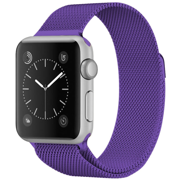 Lisslune | For Apple Watch Series 9&8&7 41mm / 6 & SE & 5 & 4 40mm / 3 & 2 & 1 38mm Milanese Loop Magnetic Stainless Steel Watch Band (Light Purple)