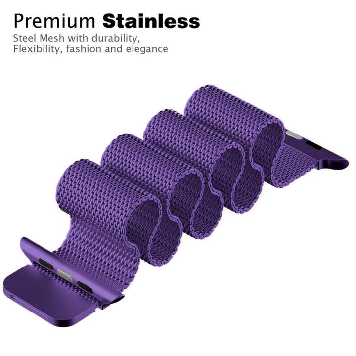 Lisslune | For Apple Watch Series 9&8&7 41mm / 6 & SE & 5 & 4 40mm / 3 & 2 & 1 38mm Milanese Loop Magnetic Stainless Steel Watch Band (Light Purple)