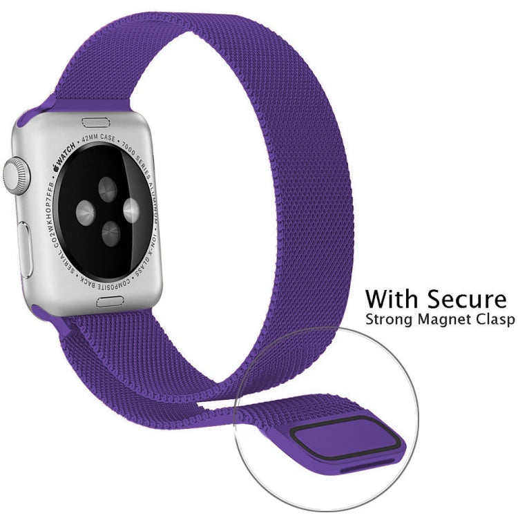 Lisslune | For Apple Watch Series 9&8&7 41mm / 6 & SE & 5 & 4 40mm / 3 & 2 & 1 38mm Milanese Loop Magnetic Stainless Steel Watch Band (Light Purple)